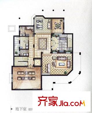 東郊半島別墅E戶型地下室 1室3廳2衛(wèi)