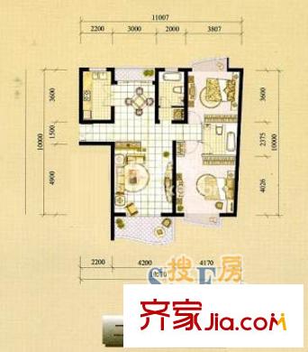 濱江龍居苑2室2廳2衛(wèi)1廚