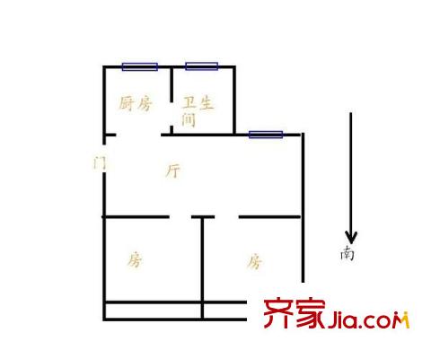 由由四村戶型圖戶型圖 2室1廳1衛(wèi)1廚