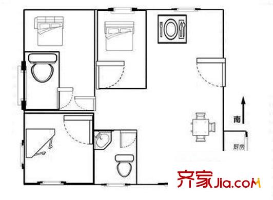 中匯花園惠南戶型圖中匯花苑 3室 戶型圖 3室1廳1衛(wèi)1廚