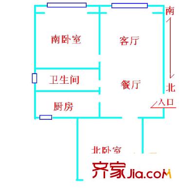 上海 上泰花苑2室  戶型圖