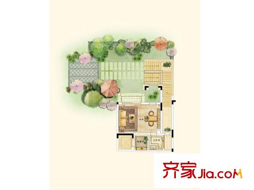 世茂佘山里B户型1层平面图 4室2厅5卫1厨