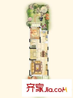 世茂佘山里C户型一层平面图 4室3厅3卫1厨