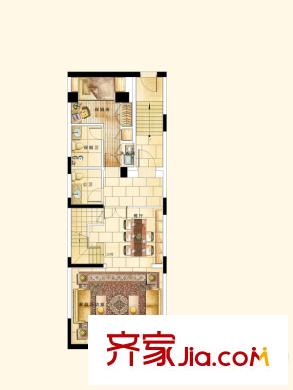 世茂佘山里C户型北入户地下室一层平面图 4室3厅3卫1厨