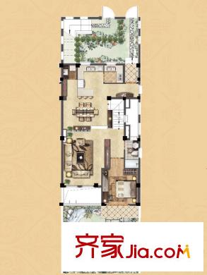 同潤藍美俊庭別墅160平下疊一層戶型 3室2廳3衛(wèi)