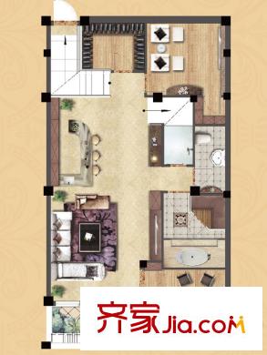 同潤藍美俊庭別墅160平下疊地下一層戶型 3室2廳3衛(wèi)