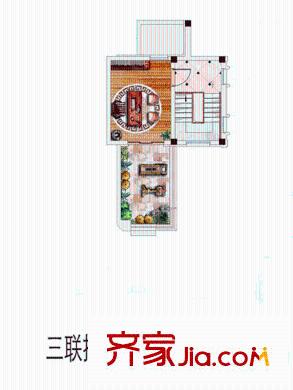 中金海棠灣別墅C1戶(hù)型四層平面圖 3室2廳2衛(wèi)1廚