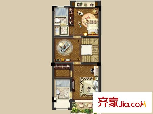 佘山珑原花海间户型图联排二层户型图 3室2厅3卫1厨