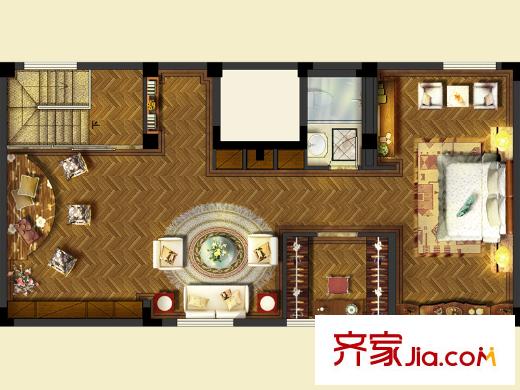 佘山珑原花海间户型图上叠阁楼户型图 3室5厅2卫1厨