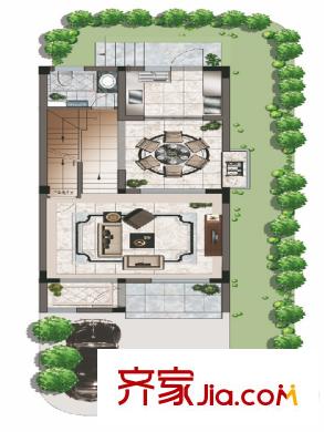 上海檀香灣聯(lián)排別墅1F 4室2廳3衛(wèi)1廚