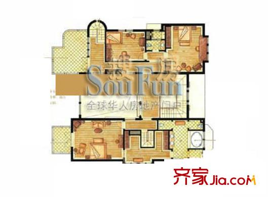 東郊花園E戶型二層 4室2廳3衛(wèi)1廚