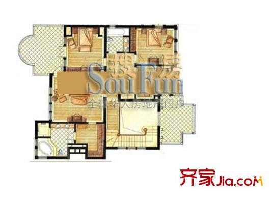 東郊花園C戶型二層 4室2廳3衛(wèi)1廚