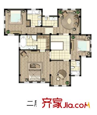 天和湖濱藝墅L戶型二層 4室3廳3衛(wèi)1廚