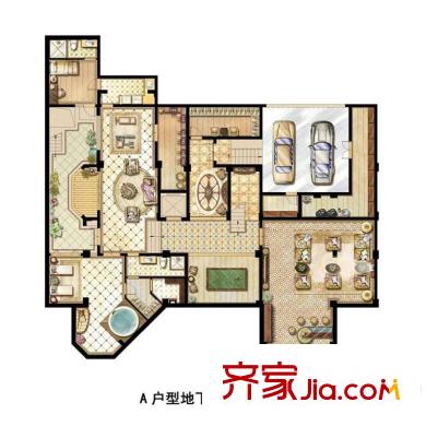 祥和王宫A户型地下一层 1室4厅2卫