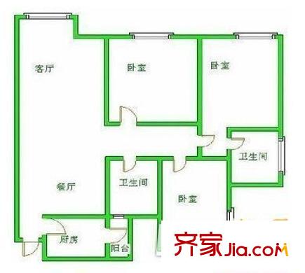 曙光北苑戶型圖戶型圖 3室1廳1衛(wèi)1廚
