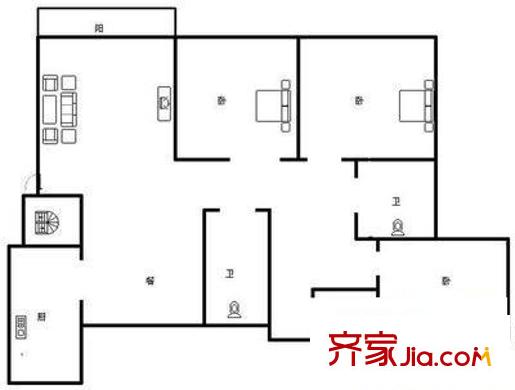 雅華公寓 2室 戶型圖