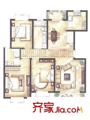 貝越河濱雅筑戶型圖A戶型 3室2廳2衛(wèi)