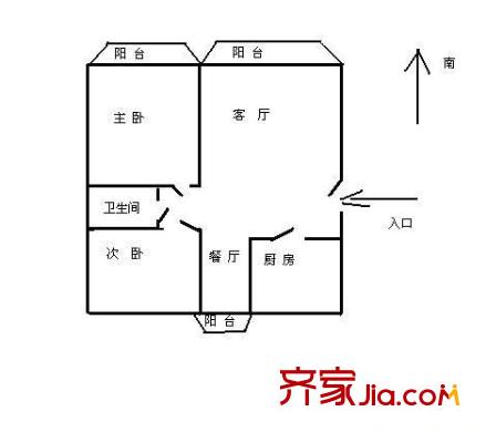 東繡苑戶型圖戶型圖 2室1廳1衛(wèi)1廚