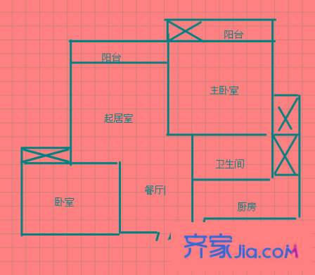 東繡苑戶型圖戶型圖 2室2廳1衛(wèi)1廚