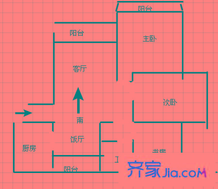 東繡苑戶型圖戶型圖 3室2廳1衛(wèi)1廚