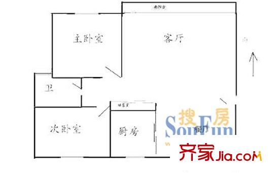 上海 天虹苑2室 戶型圖