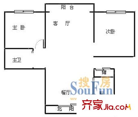 上海 天虹苑2室 戶型圖