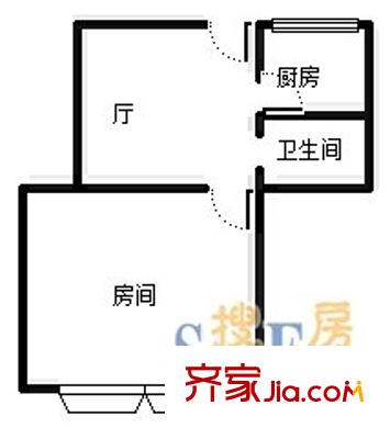 微山新村 1室 戶型圖
