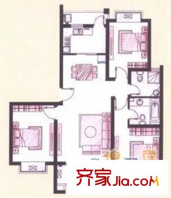 金鼎公寓户型图户型图 3室2厅2卫1厨