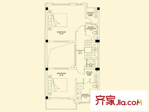 中邦城市藝墅A戶型-地上二層 3室2廳4衛(wèi)1廚