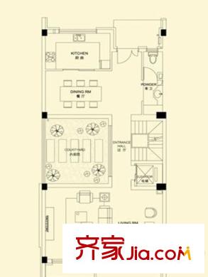 中邦城市藝墅A戶型-地上一層 3室2廳4衛(wèi)1廚