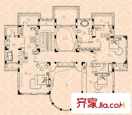 東郊壹號(hào)C戶型地上二層 3室3衛(wèi)