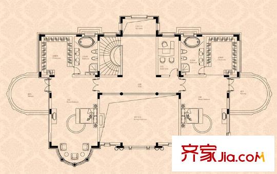 東郊壹號(hào)F戶型地上二層 2室2衛(wèi)