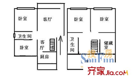 昕泰苑戶型圖422-3 4室2廳2衛(wèi)1廚