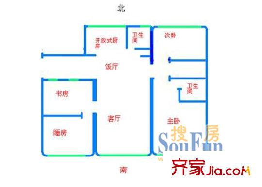 昕泰苑戶型圖322-4 3室2廳2衛(wèi)1廚