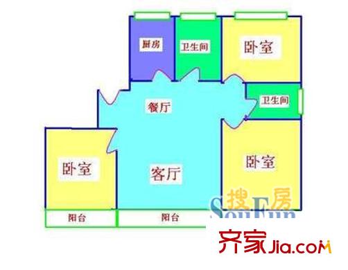 昕泰苑戶型圖322-5 3室2廳2衛(wèi)1廚