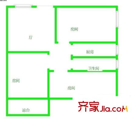 綠地公寓(川沙)戶型圖綠地公寓（川沙） 3室 戶型圖 3室1廳1衛(wèi)1廚