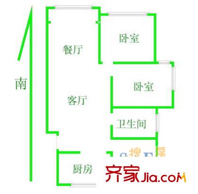 金藤苑戶型圖上海 金鵬公寓 戶型圖 3室2廳1衛(wèi)1廚
