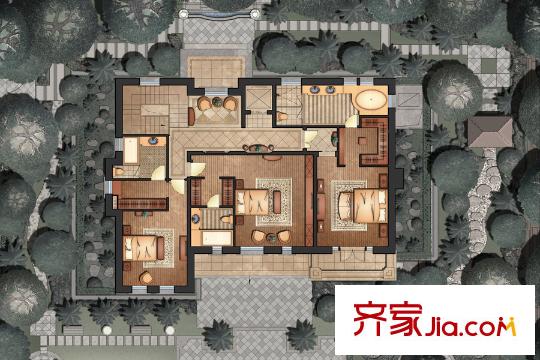 東郊羅蘭別墅A戶型2樓 3室2廳4衛(wèi)1廚