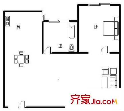 西凌新平方米;户型图西凌家宅路455弄 1室 户型图 1室1卫1厨