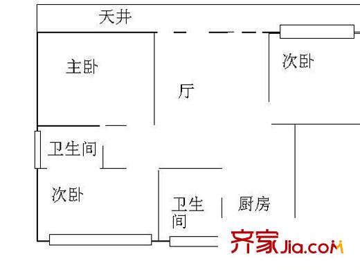 海湾新苑户型图户型图 3室2厅1卫1厨