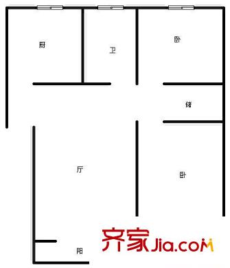 海湾新苑户型图户型图 2室2厅1卫1厨