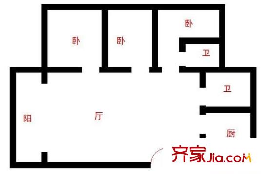 虹口玫瑰苑户型图户型图 3室2厅2卫1厨