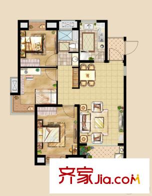 中洲里程C戶型 3室2廳1衛(wèi)1廚