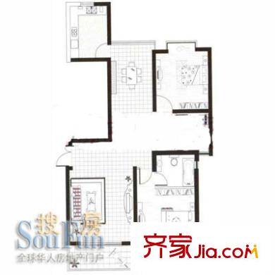 御水豪庭戶型圖D戶型 2室2廳2衛(wèi)1廚