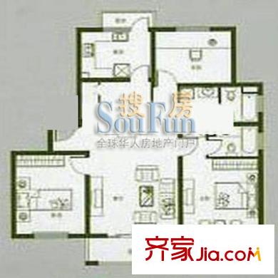 滬航公寓戶型圖E型戶型 3室2廳2衛(wèi)1廚