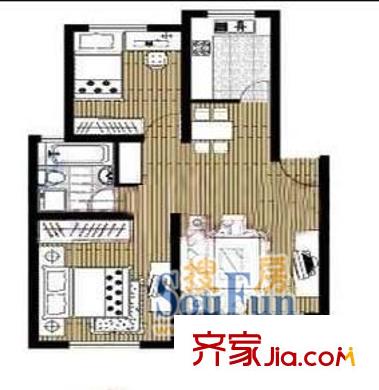 上海 滬航公寓(翡翠苑)1室 戶型圖