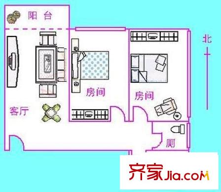 新电小区 2室 户型图
