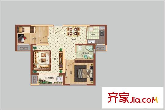 經(jīng)開萬(wàn)錦城5#樓79平米戶型 2室2廳1衛(wèi)1廚