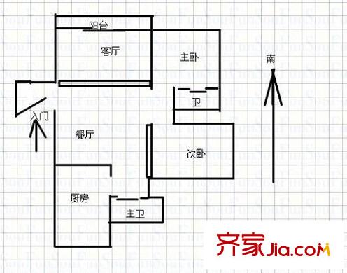 明光苑戶型圖戶型圖 2室2廳2衛(wèi)1廚