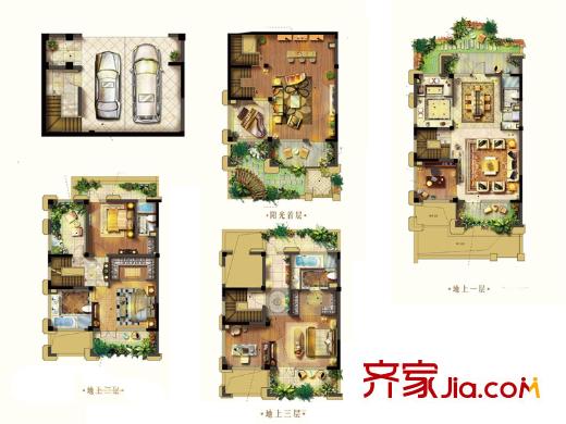 象嶼鼎城別墅戶(hù)型圖雙拼SS戶(hù)型 5室2廳4衛(wèi)1廚